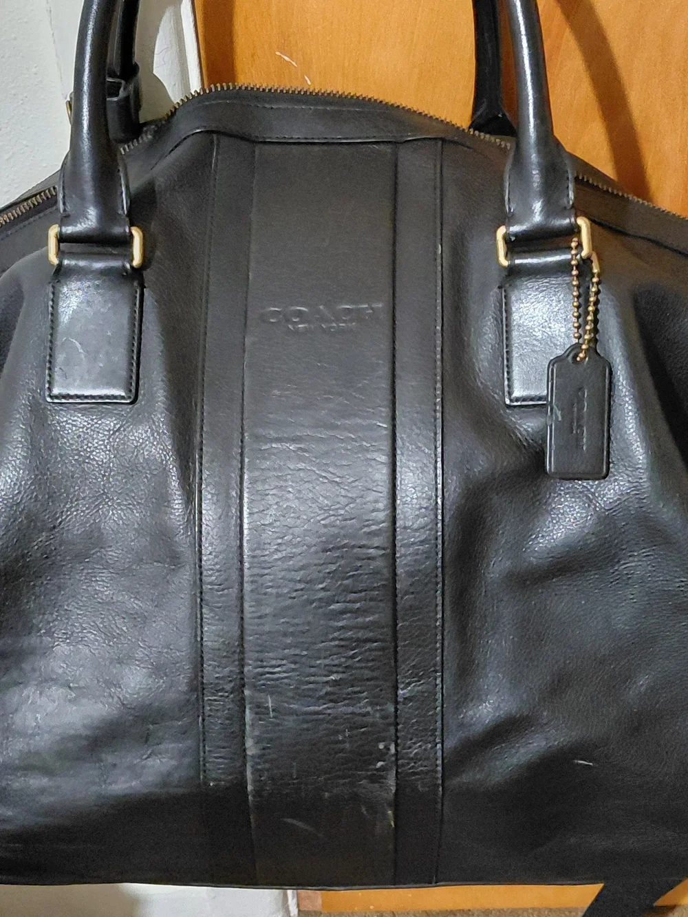 Coach Men’s Black Leather Carryall Bag